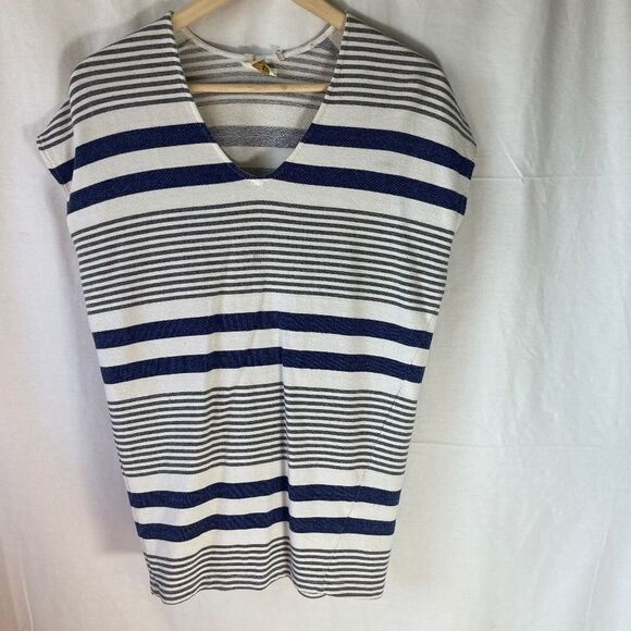 Anthropologie Lilka White/Blue/Grey Striped Tunic Sz S - Picture 2 of 8